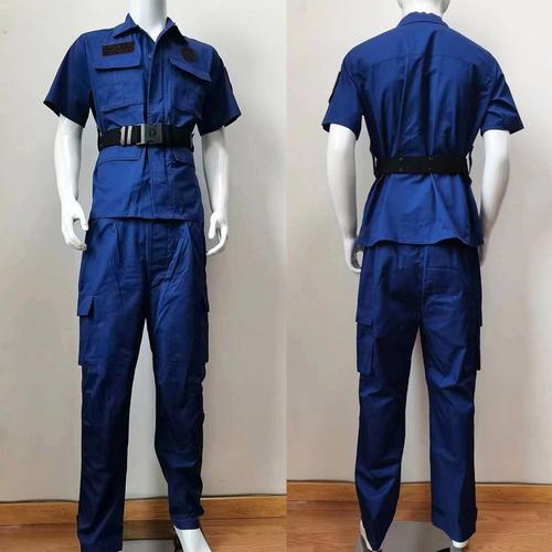 消防夏季备勤服抢险救援防护服工厂工人安防棉质深蓝色工作服